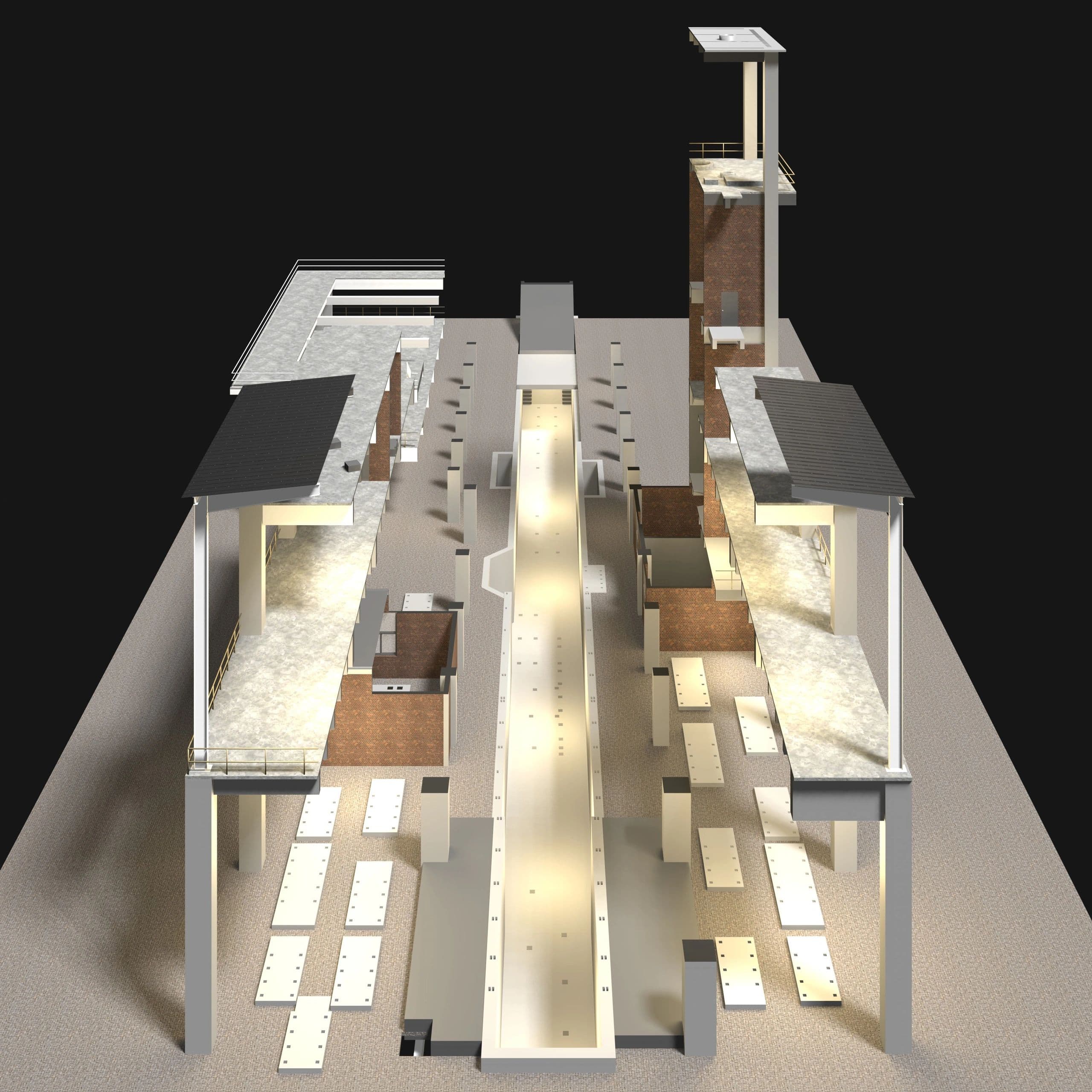 Architectural rendering of a completed building project